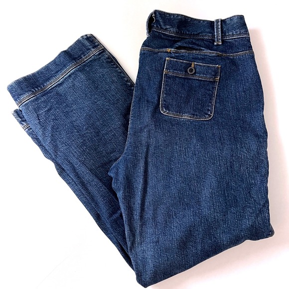 Lands' End Denim - Vintage 90's Lands' End Lined Denim Cargo Pants 8 Pockets Blue Jeans Size 16